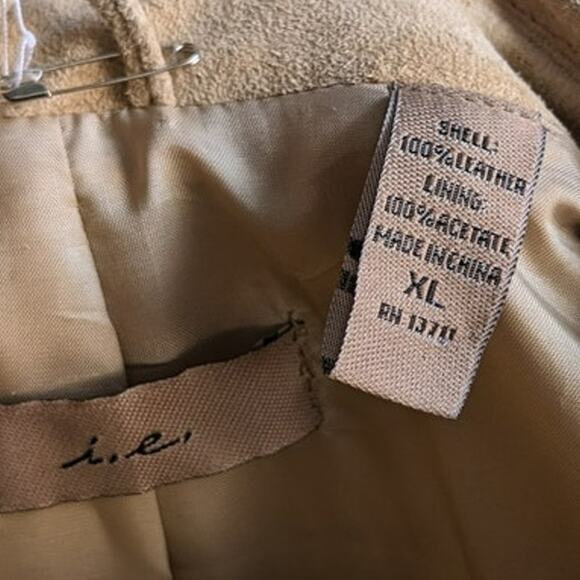 Y2K Vintage Tan Suede Leather Jacket Neutral Western Minimalist Boho Chic Coat - Picture 7 of 8